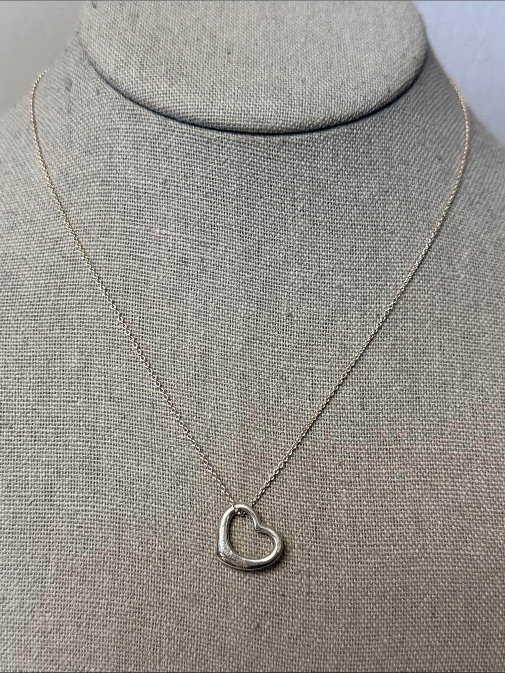 Tiffany & Co Elsa Peretti Open Heart Necklace Sterling Silver 16" [0608]